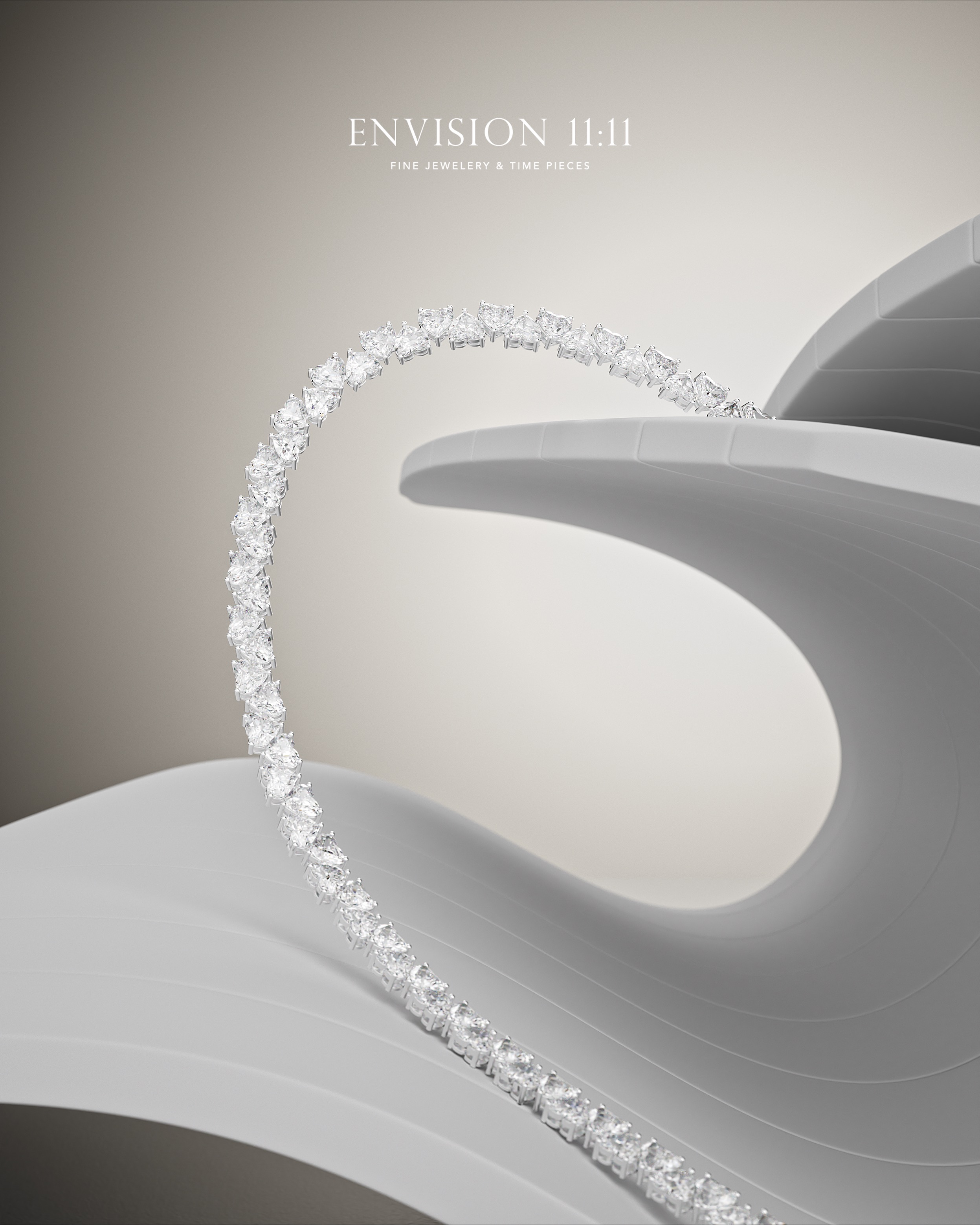Heart-shaped diamond tennis piece